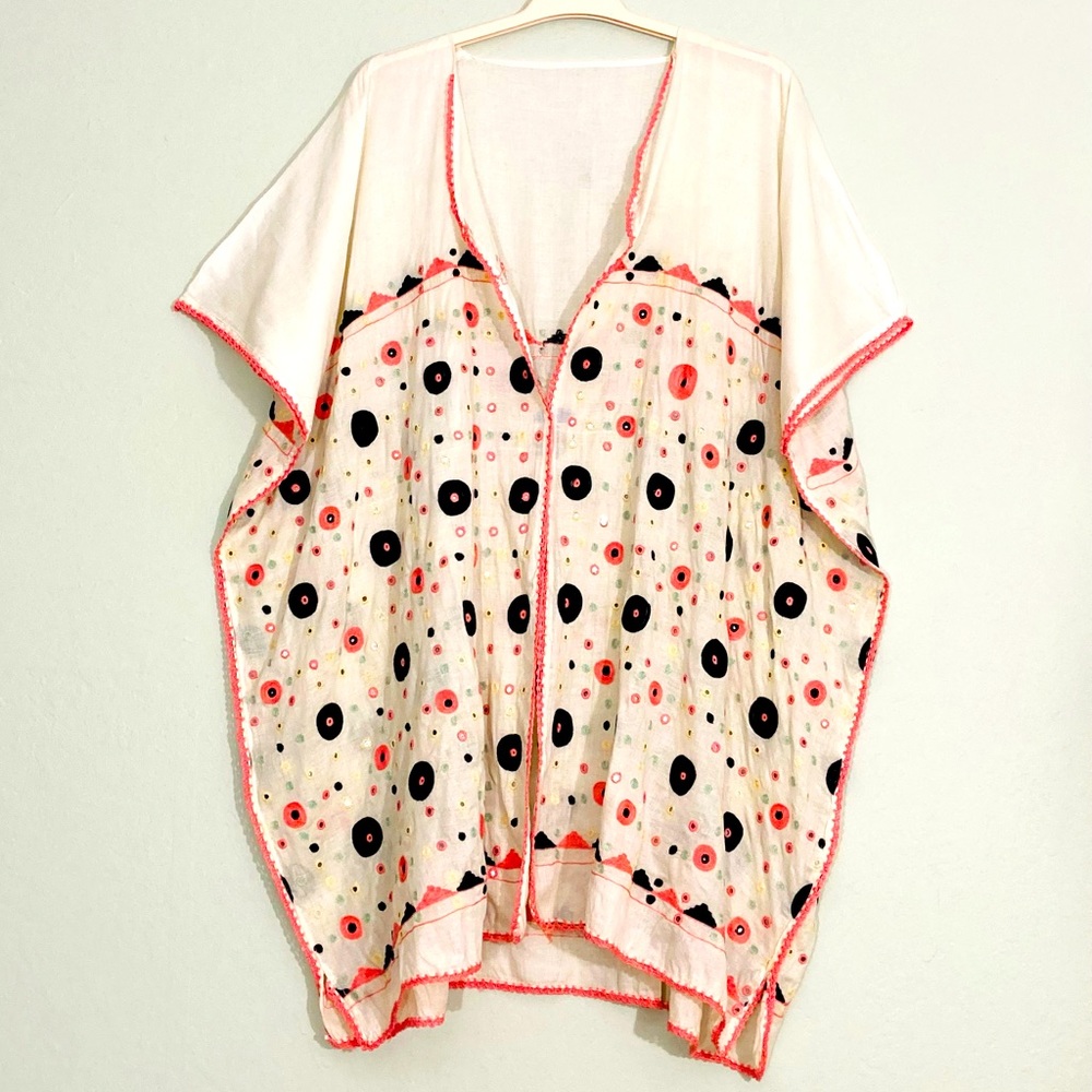 Sindhi embroidered cotton cardigan / duster 1X